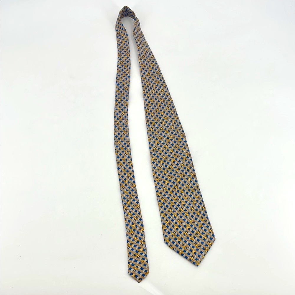 Vintage Palais Des Doges Paris Silk Artisan Handmade Equestrian Horse Bit Tie View 3
